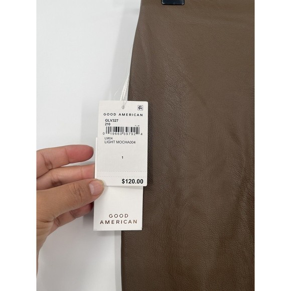 Good American The Perfect High Rise Coated Legging‎ Pants Light Mocha Size 1 - Picture 4 of 7
